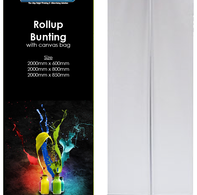 Roll up baner sa aluminijumskom kasetom, format 85x200 cm